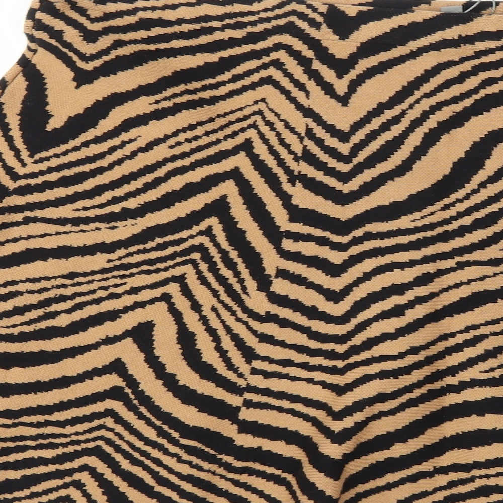 Oasis Womens Brown Animal Print  Flare Skirt Size XL
