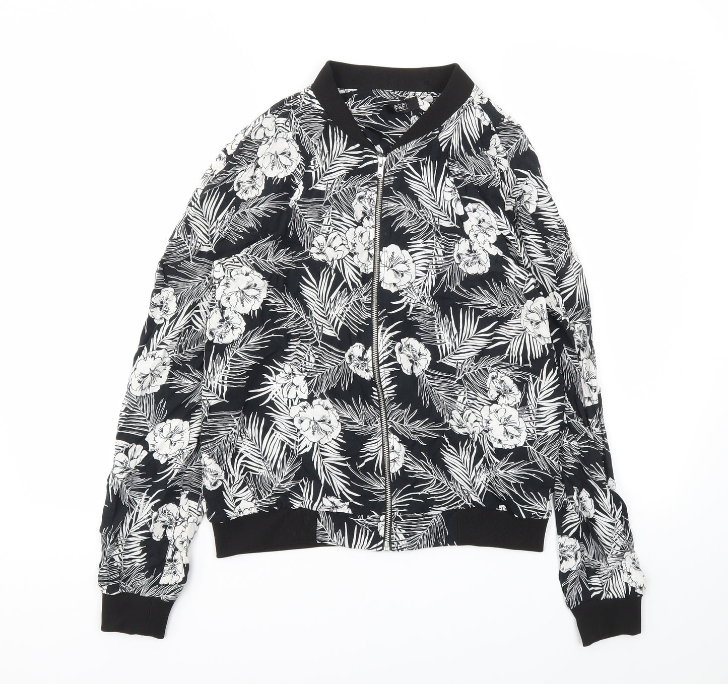 F&F Womens Black Floral  Jacket  Size 8