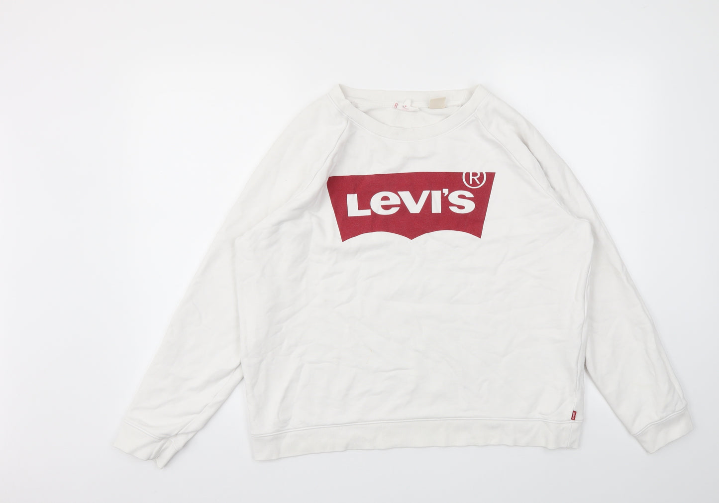 LEVI Mens White   Pullover Sweatshirt Size L