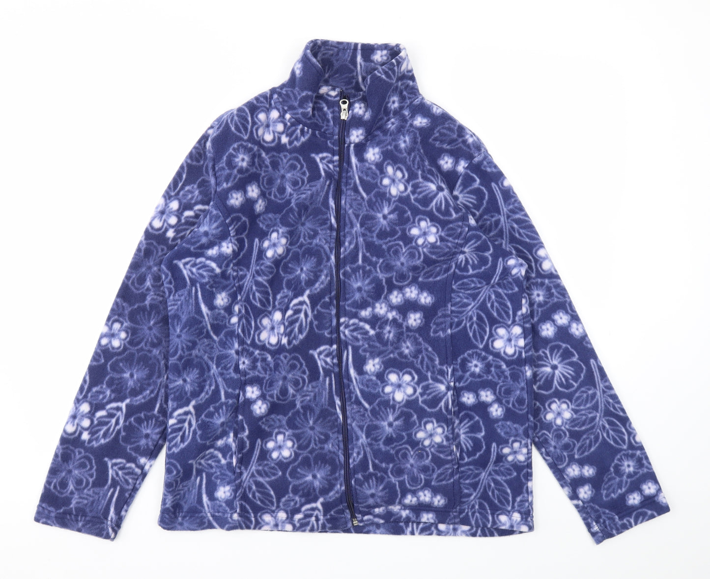 Anne De Lancay Womens Blue Floral  Full Zip Jumper Size 10
