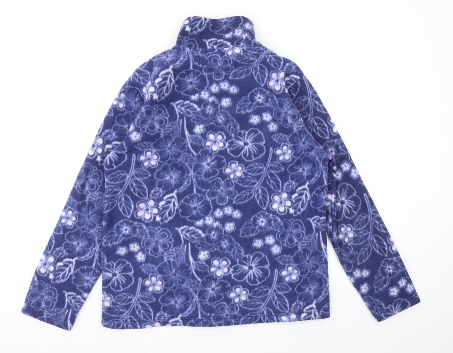 Anne De Lancay Womens Blue Floral  Full Zip Jumper Size 10