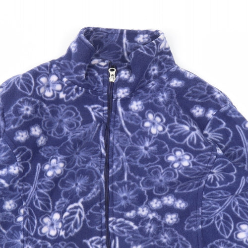 Anne De Lancay Womens Blue Floral  Full Zip Jumper Size 10