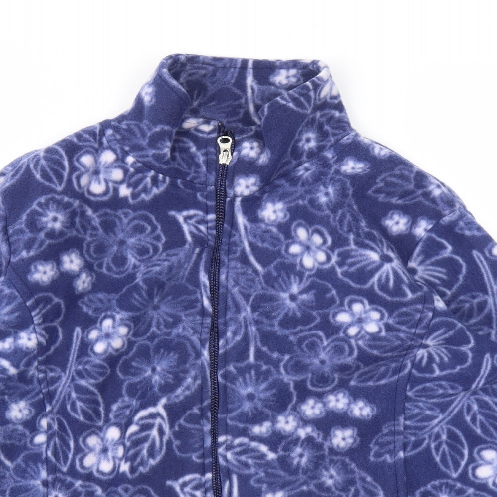 Anne De Lancay Womens Blue Floral  Full Zip Jumper Size 10
