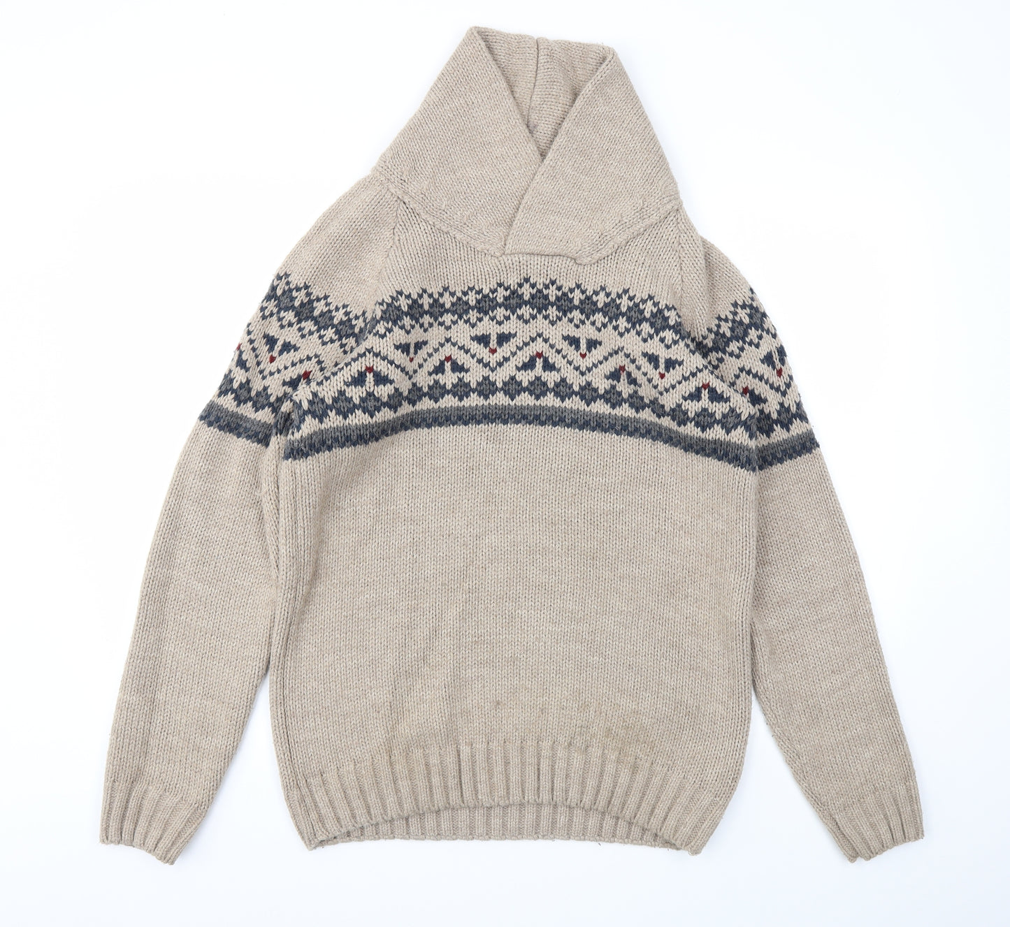 TEX Mens Beige Argyle/Diamond  Pullover Sweatshirt Size S