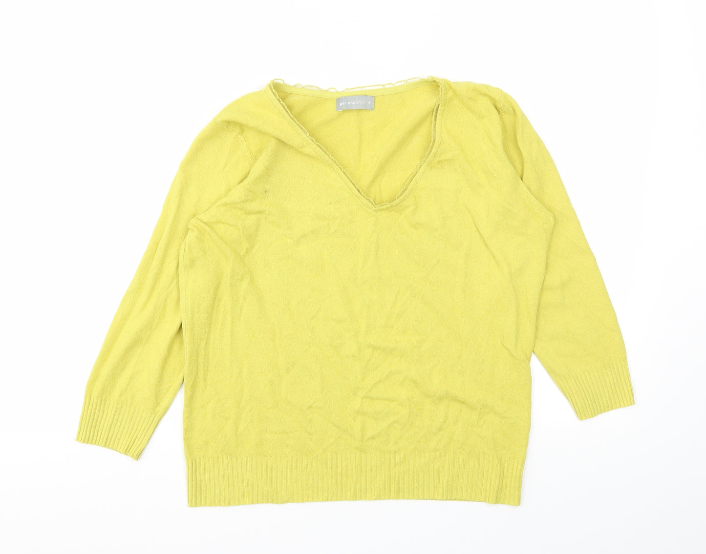 M&S Womens Yellow   Basic T-Shirt Size 14