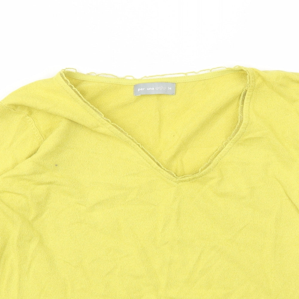 M&S Womens Yellow   Basic T-Shirt Size 14