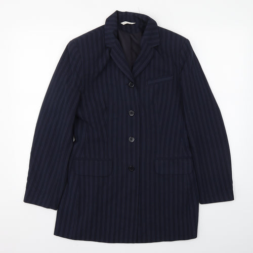 George Womens Blue Striped  Jacket Blazer Size 12