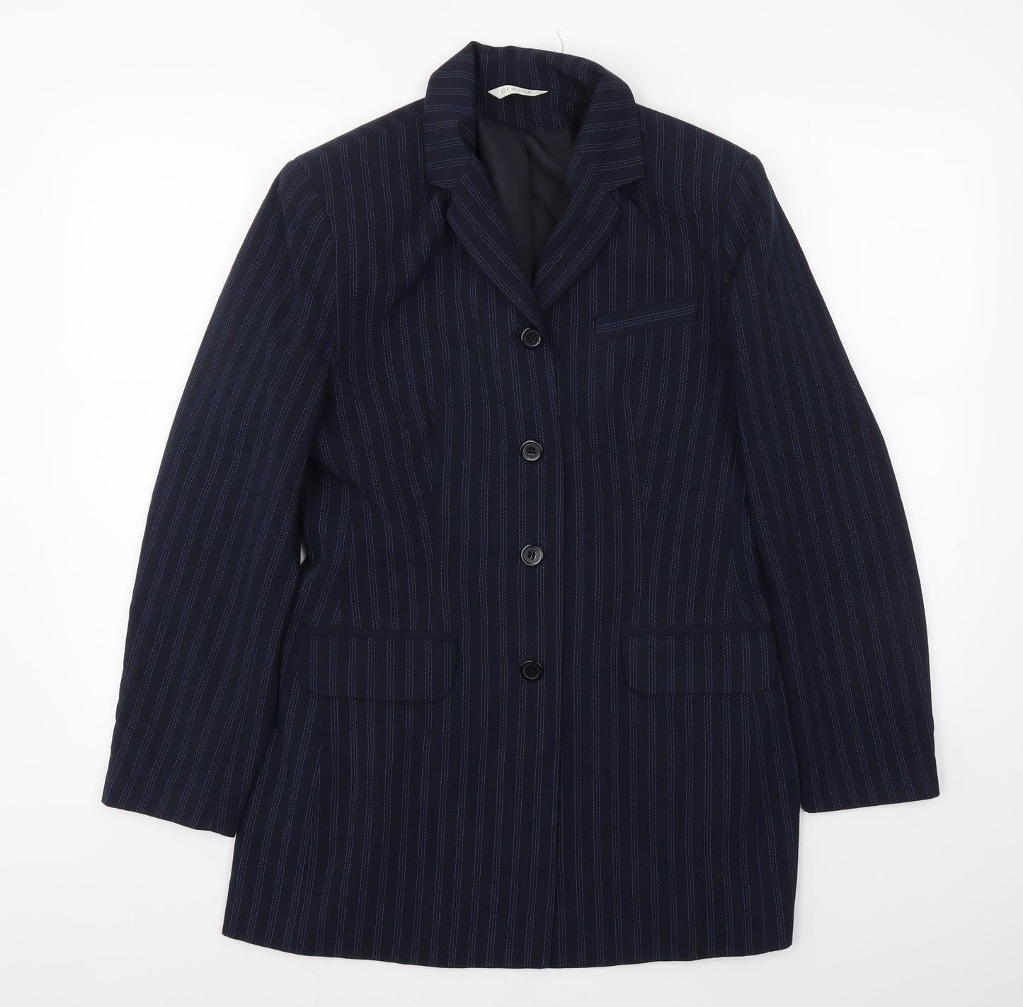 George Womens Blue Striped  Jacket Blazer Size 12