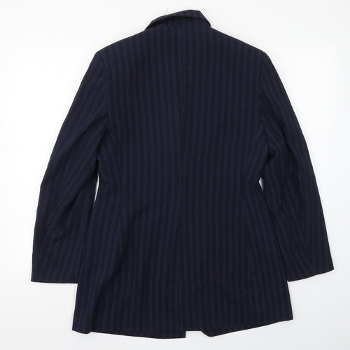 George Womens Blue Striped  Jacket Blazer Size 12