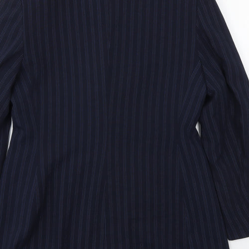 George Womens Blue Striped  Jacket Blazer Size 12