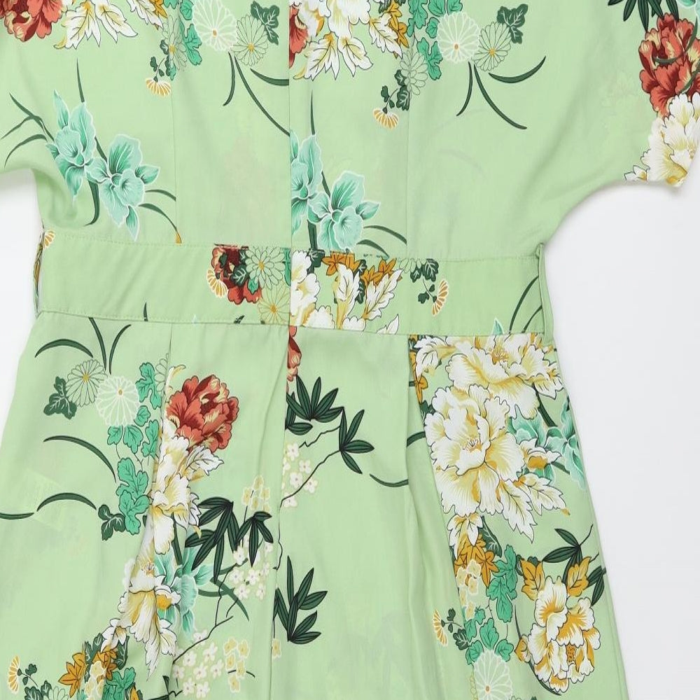 Primark  Womens Green Floral  Jumpsuit One-Piece Size 14