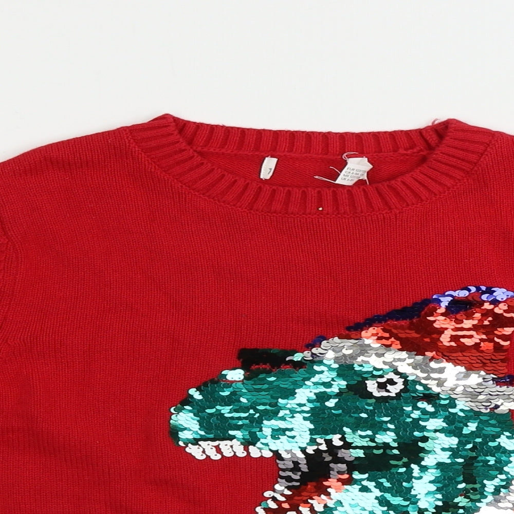 H&M  Boys Red   Pullover Jumper Size 6-7 Years