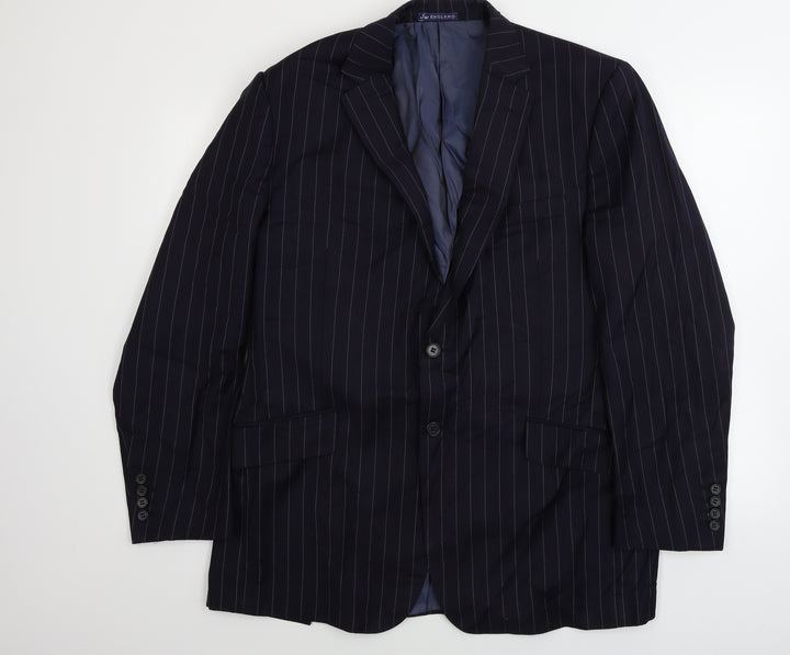 SW England Mens Blue Striped Jacket Blazer Size 42