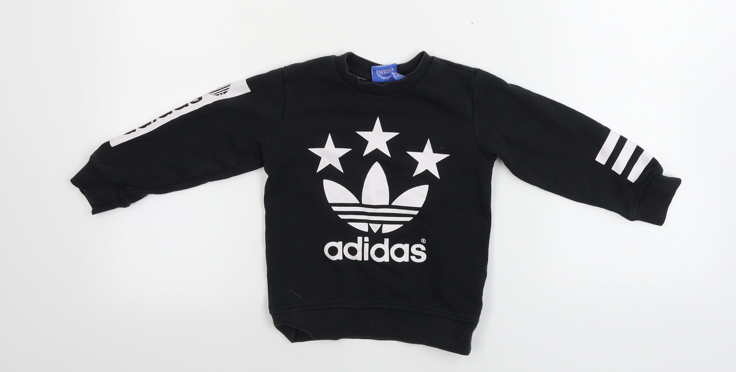 adidas  Boys Black   Pullover Jumper Size 2-3 Years