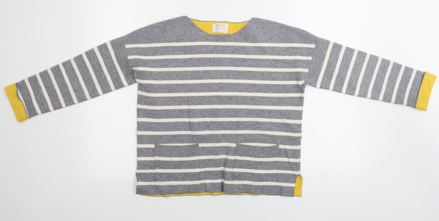 Zara Girls Grey Striped  Pullover Jumper Size 10-11 Years