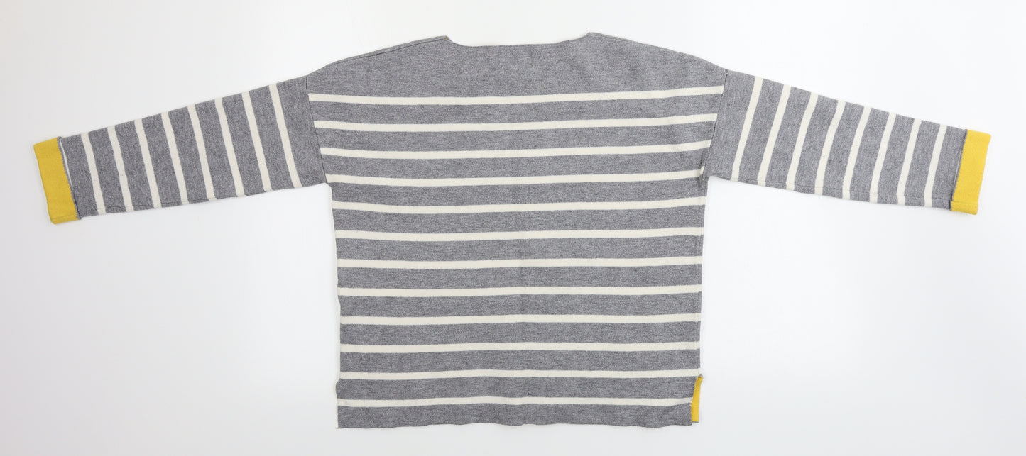 Zara Girls Grey Striped  Pullover Jumper Size 10-11 Years