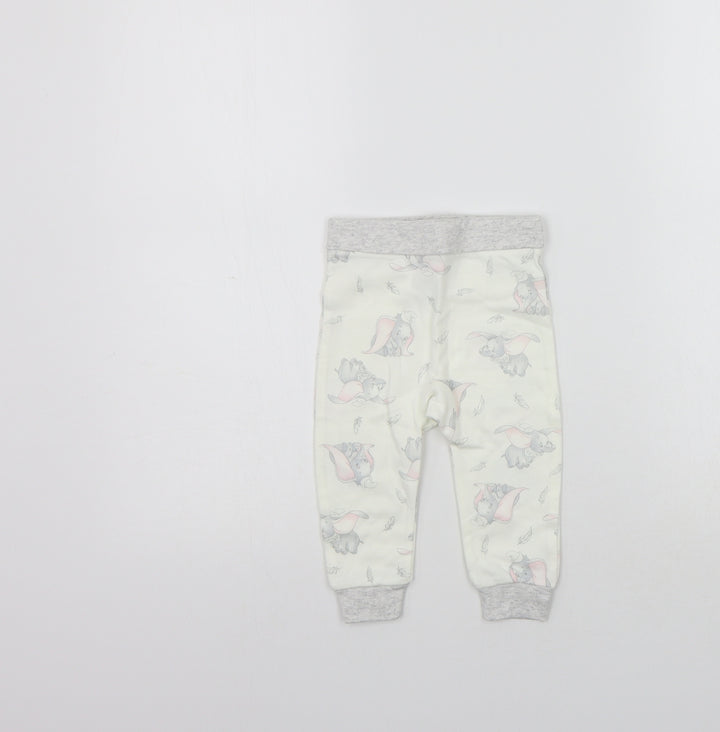 Disney Girls Beige Geometric Jogger Leggings Size 6-9 Months - Elastic Waist Band