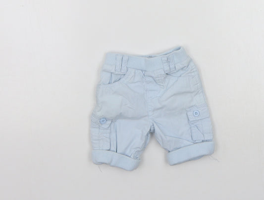 Front view of Tu girls’ blue jogger trousers, size 0-3, months
