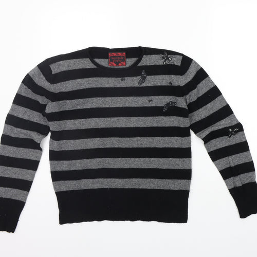 Red or Dead Womens Grey Striped  Pullover Jumper Size L