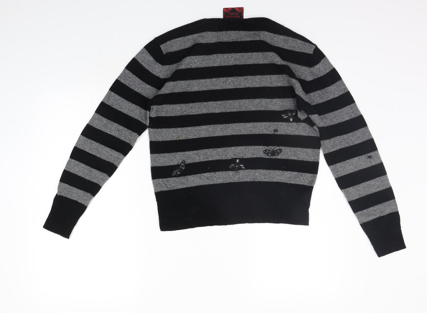 Red or Dead Womens Grey Striped  Pullover Jumper Size L