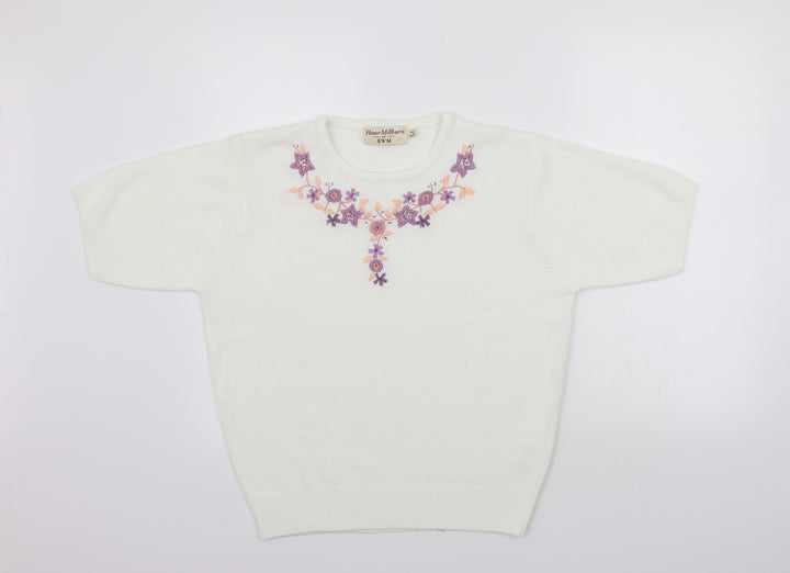 EWM Womens White Pullover Jumper Size M