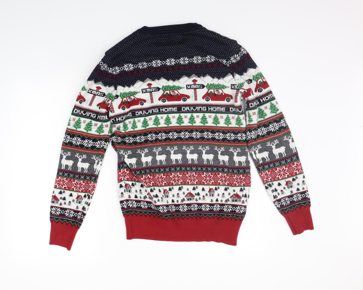 NEXT Womens Red Geometric  Pullover Jumper Size S  - Christams