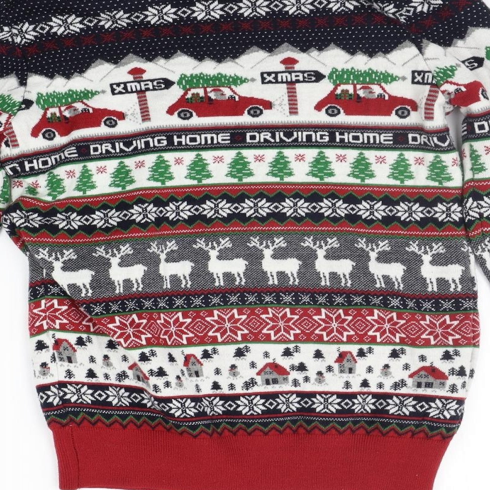 NEXT Womens Red Geometric  Pullover Jumper Size S  - Christams