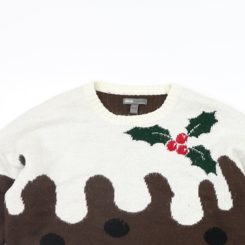 ASOS Mens Blue Geometric  Pullover Jumper Size M  - Christams