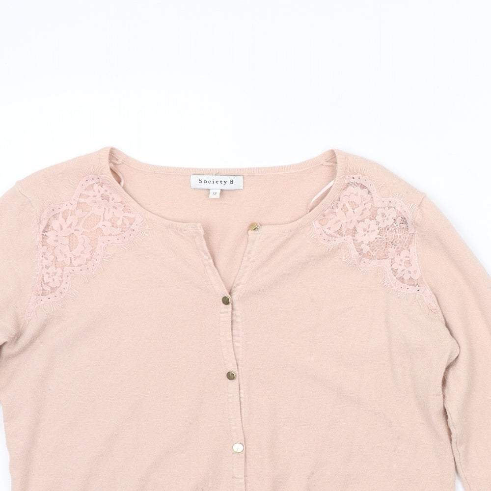 Society 8 Womens Pink   Cardigan Jumper Size 12