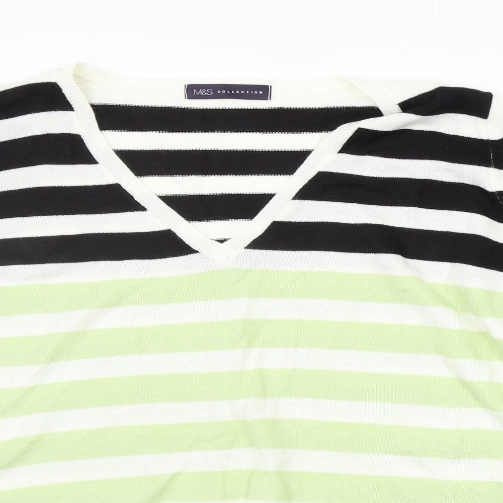 Marks and Spencer Womens Green Striped  Pullover Jumper Size 18