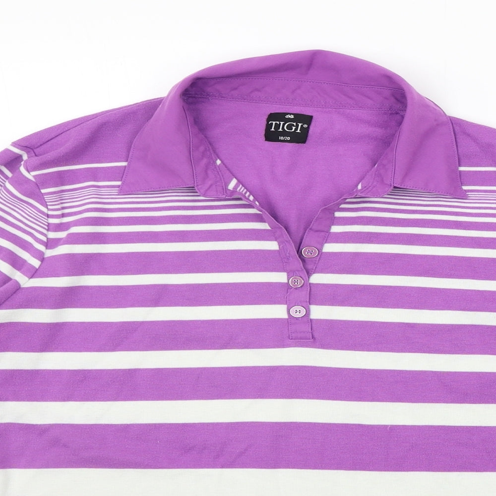 Tigi Womens Purple Striped  Pullover Jumper Size 20