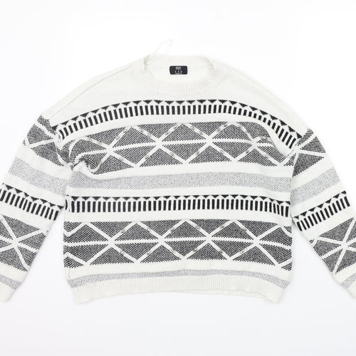 F&F Womens White Geometric  Pullover Jumper Size 14