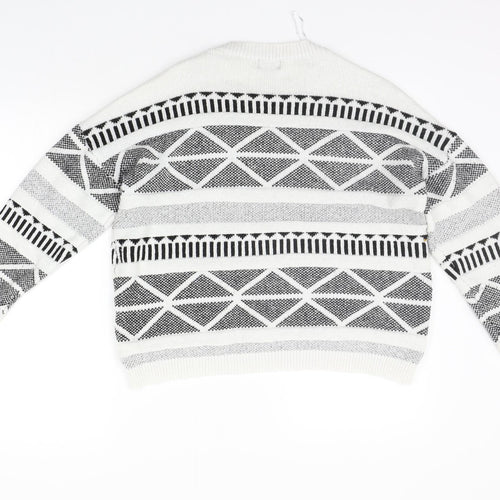 F&F Womens White Geometric  Pullover Jumper Size 14