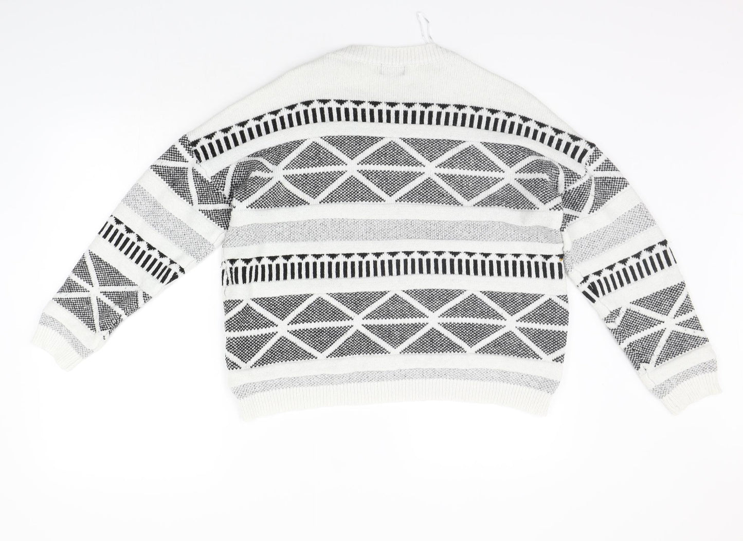 F&F Womens White Geometric  Pullover Jumper Size 14