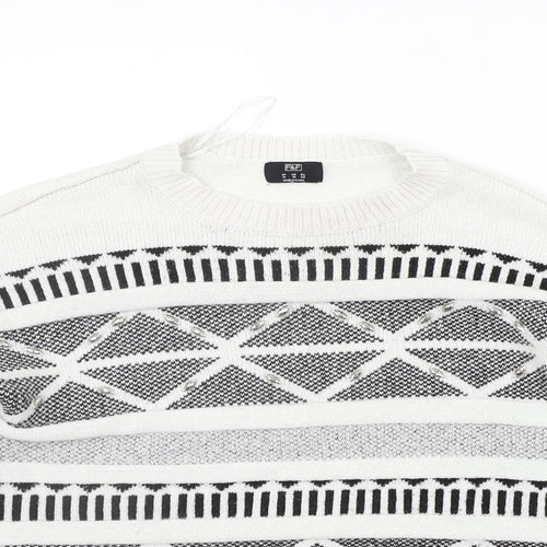 F&F Womens White Geometric  Pullover Jumper Size 14
