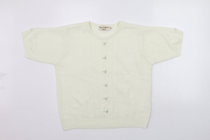 EWM Womens White Pullover Jumper Size M