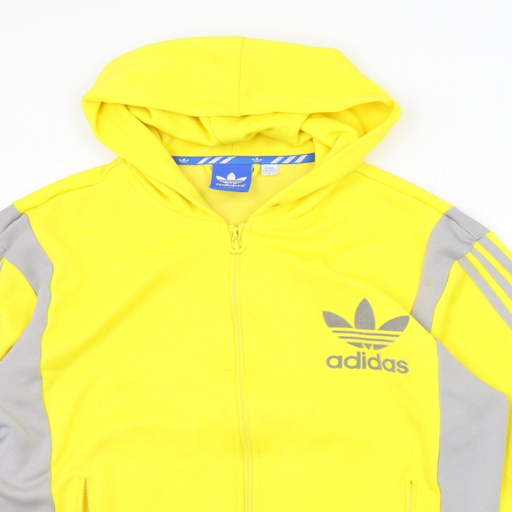 adidas Womens Yellow   Full Zip Jumper Size L  - NEEDS A GOOD CLEAN