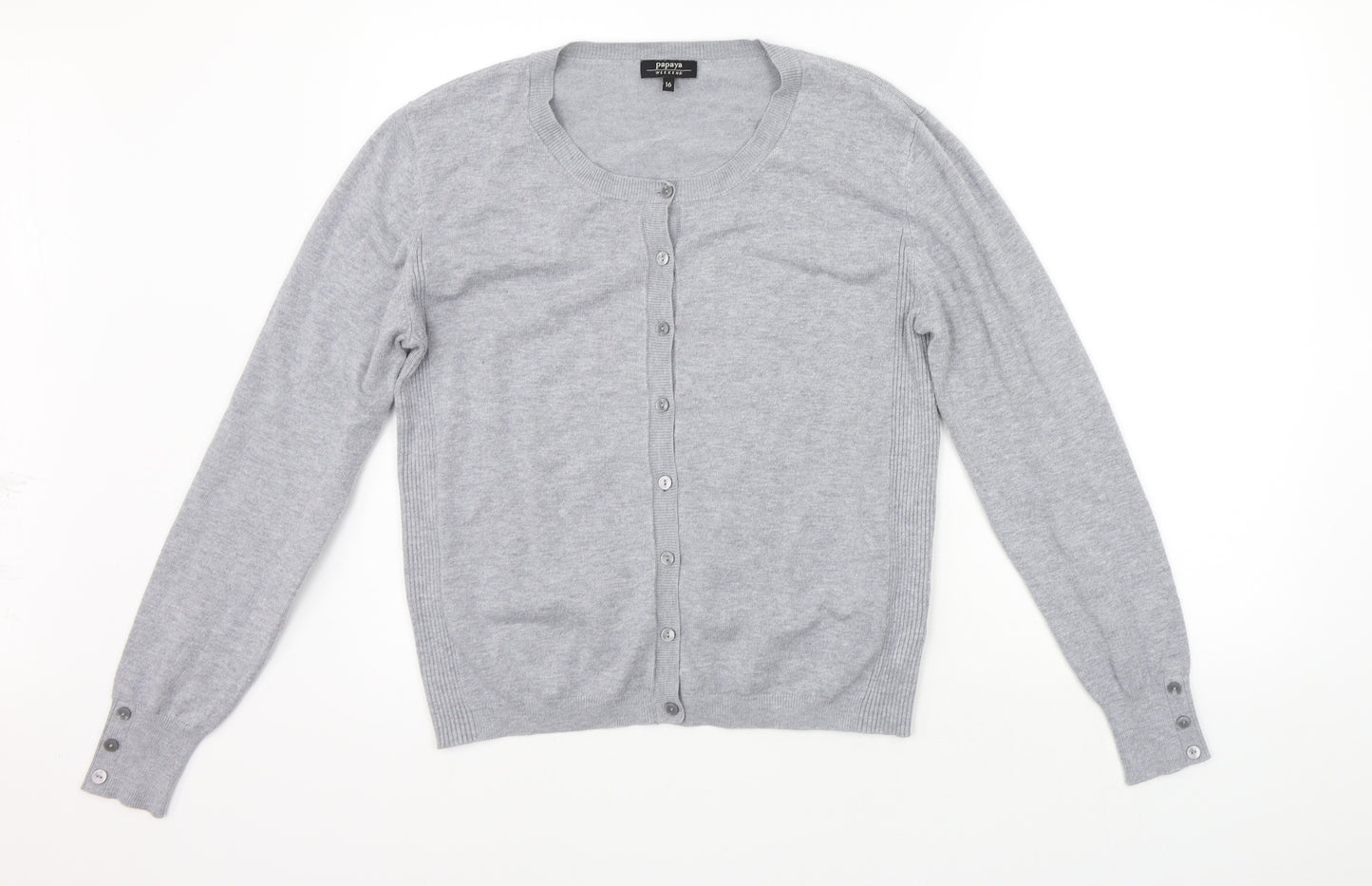 Papaya Womens Grey   Cardigan Jumper Size 16