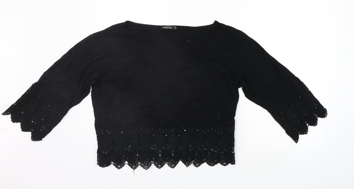 Boohoo Womens Black Basic T-Shirt Size 10