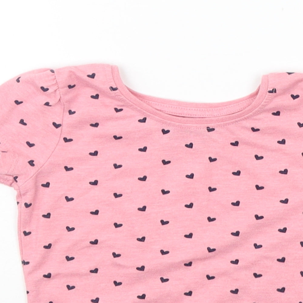 Young Dimension Girls Orange Geometric  Basic T-Shirt Size 3-4 Years
