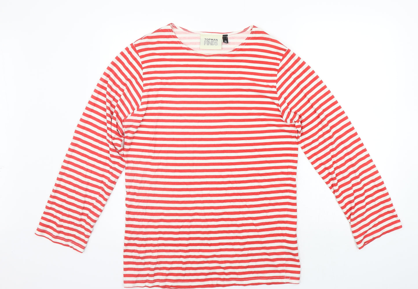 Topman Mens Red Striped   T-Shirt Size S