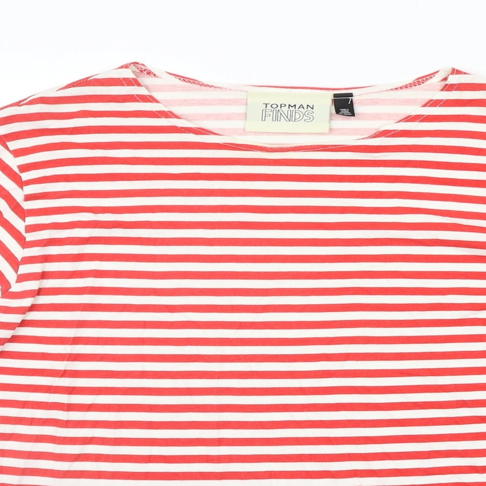Topman Mens Red Striped   T-Shirt Size S