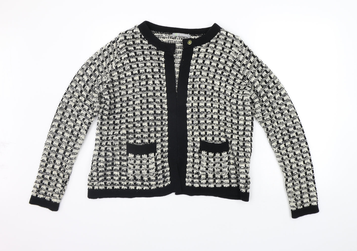 Marks and Spencer Womens Silver Check  Cardigan Jumper Size 14