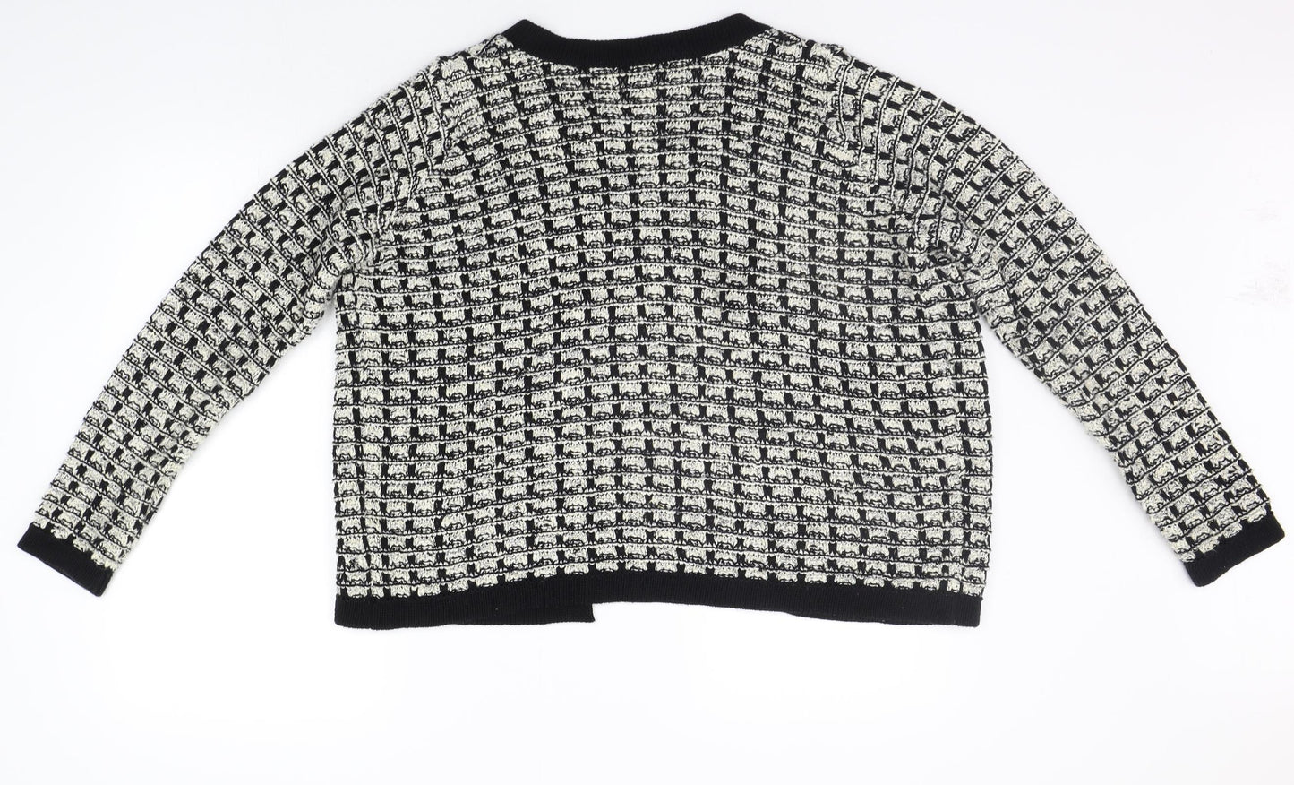 Marks and Spencer Womens Silver Check  Cardigan Jumper Size 14