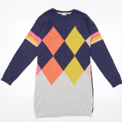 NEXT Girls Blue Argyle/Diamond  Pullover Jumper Size 13 Years