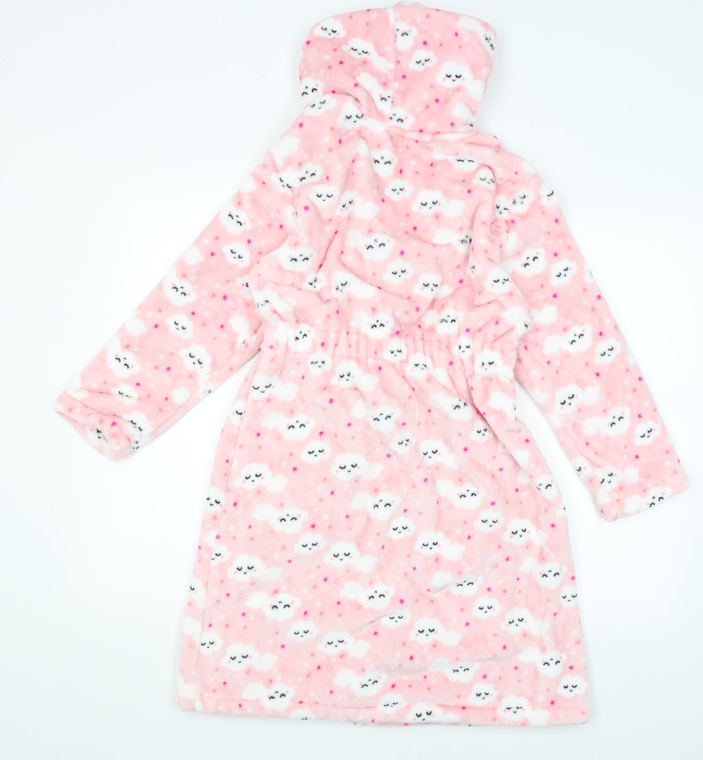 George Girls Pink Solid  Kimono Gown Size 10-11 Years  - Clouds