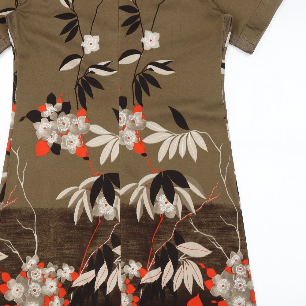 Geri Moda Womens Brown Floral  A-Line  Size L