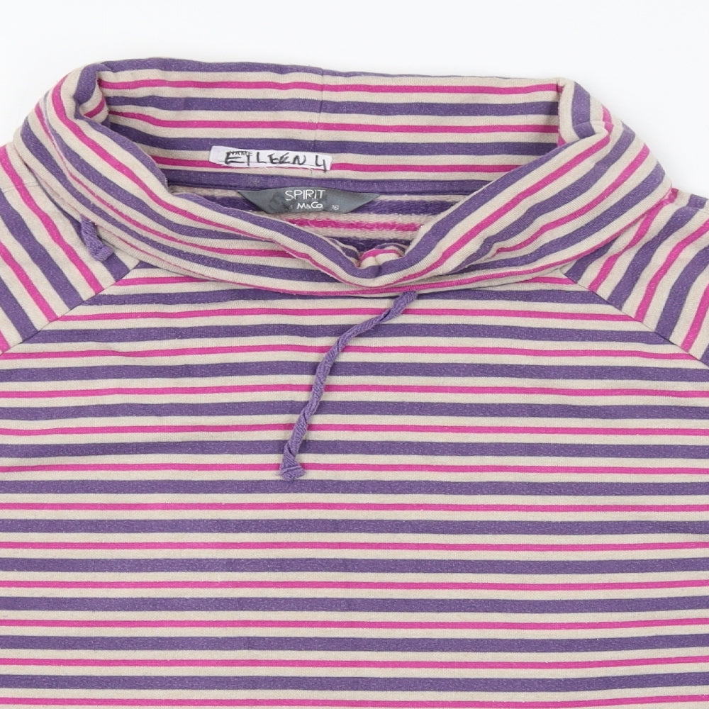 M&Co Womens Pink Striped  Pullover Jumper Size 16