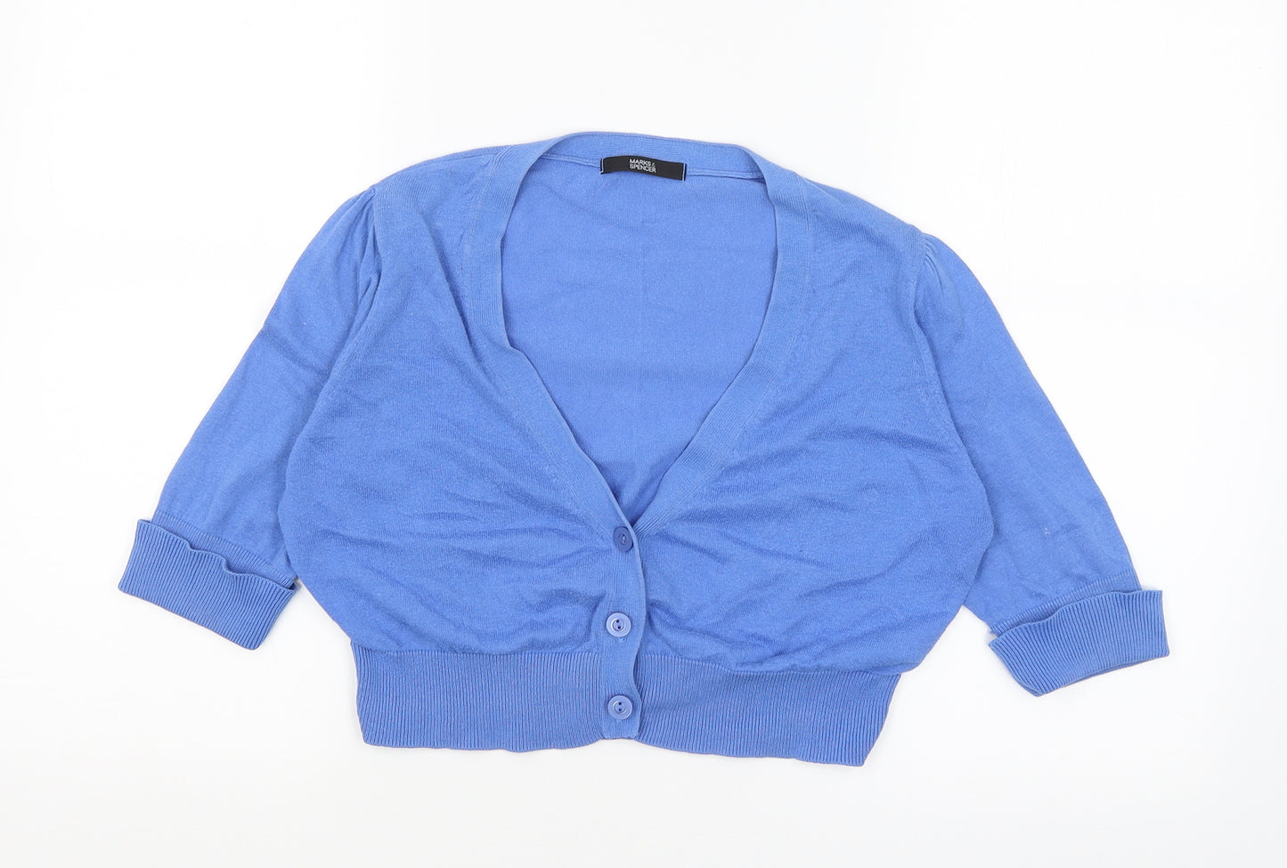 M&S Womens Blue   Cardigan Jumper Size 12