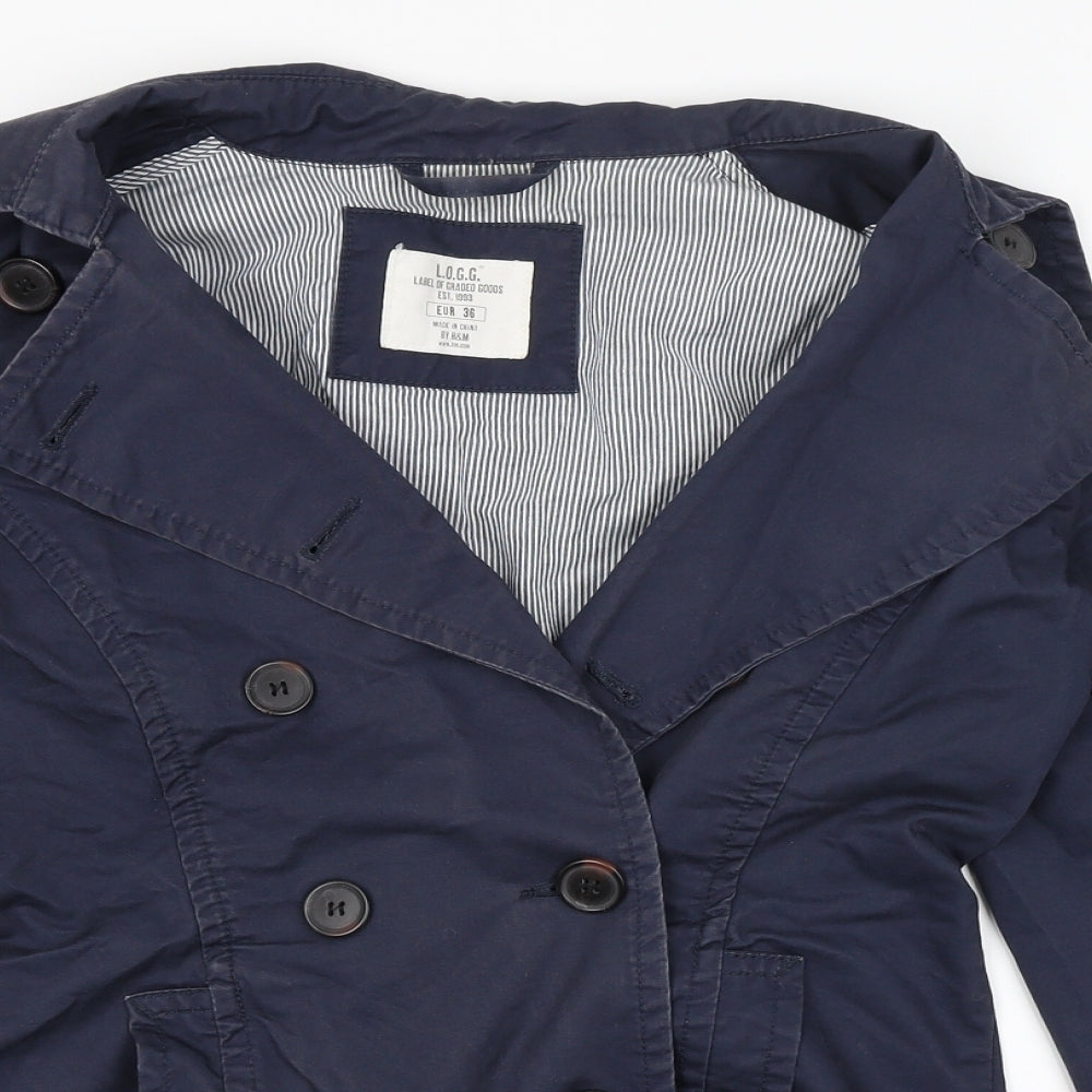 H&M Womens Blue   Overcoat Coat Size 8